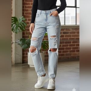 SIMPLY SOCIETY Jeans Womens 3/26 light Blue 90's high Rise Loose Fit